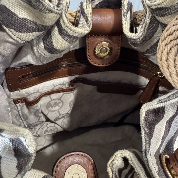 Like new, gently used Michael Kors canvas zebra print tote bag. - Picture 5 of 6
